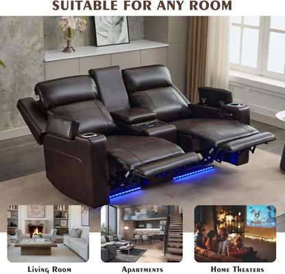Home Theater Seating Power Reclining Sofa with Adjustable Headrest
