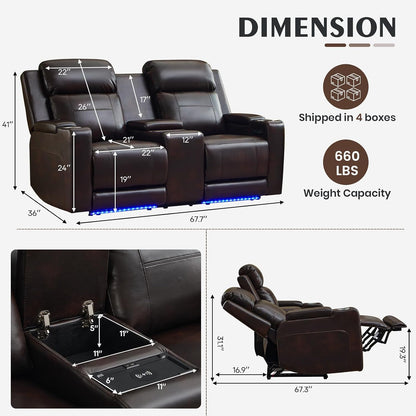 Home Theater Seating Power Reclining Sofa with Adjustable Headrest