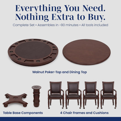 Bridgeport 2 in 1 Poker Table and Chairs Set - round Walnut