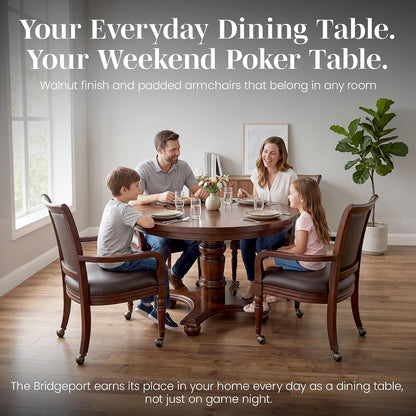 Bridgeport 2 in 1 Poker Table and Chairs Set - round Walnut
