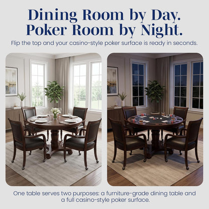 Bridgeport 2 in 1 Poker Table and Chairs Set - round Walnut