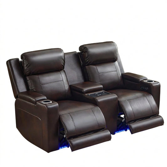 Home Theater Seating Power Reclining Sofa with Adjustable Headrest