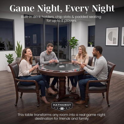 Bridgeport 2 in 1 Poker Table and Chairs Set - round Walnut
