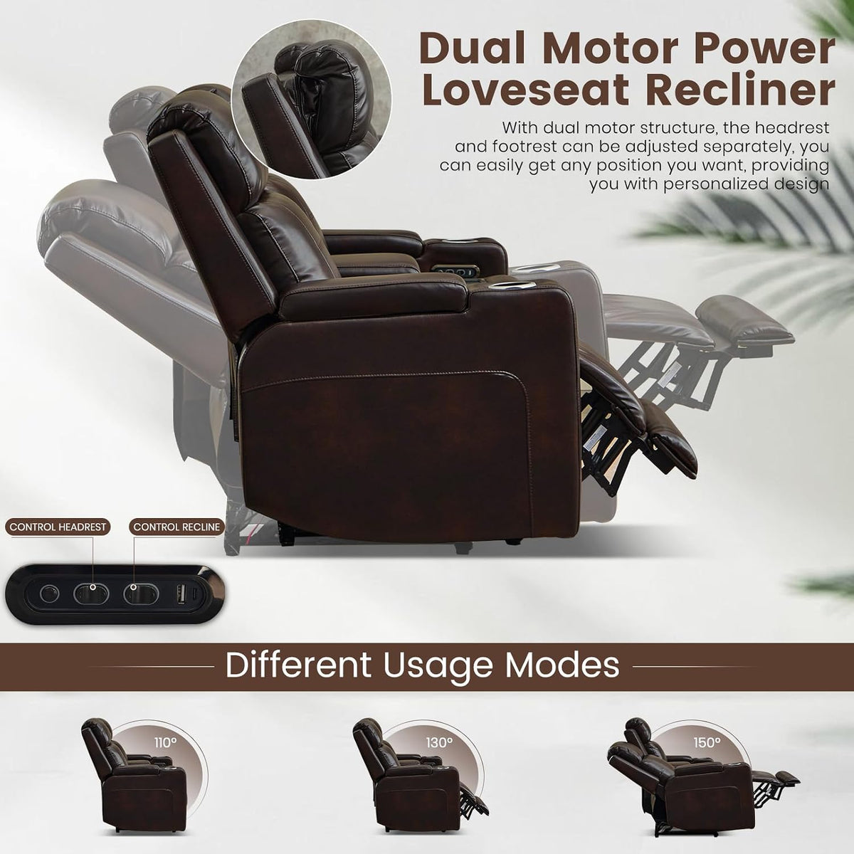 Home Theater Seating Power Reclining Sofa with Adjustable Headrest