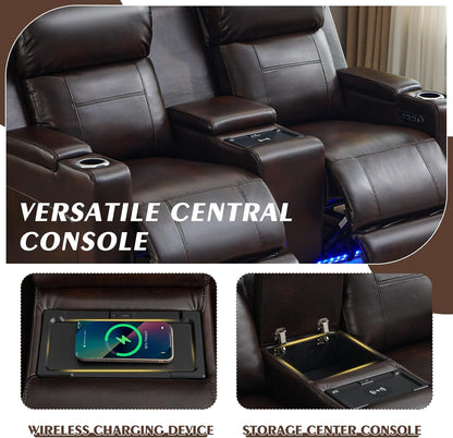 Home Theater Seating Power Reclining Sofa with Adjustable Headrest