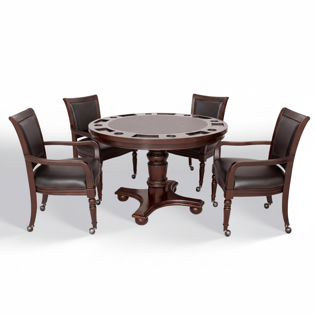 Bridgeport 2 in 1 Poker Table and Chairs Set - round Walnut