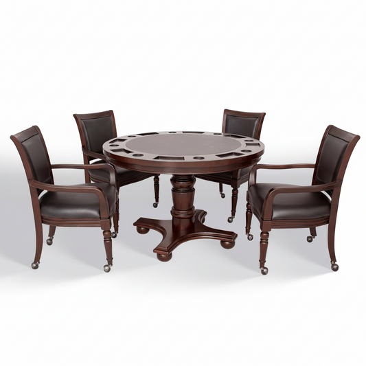 Bridgeport 2 in 1 Poker Table and Chairs Set - round Walnut